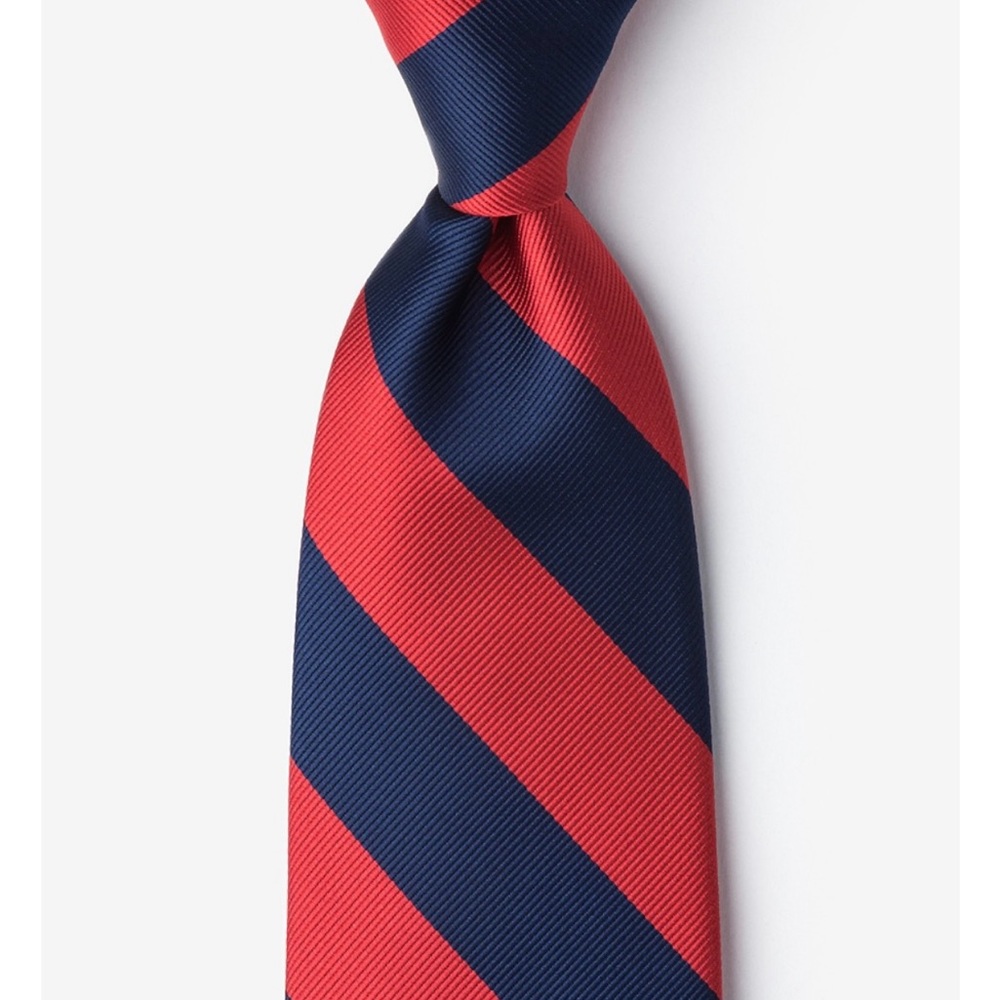 NWT-The American Necktie Company- classic red and blue collegiate striped tie.